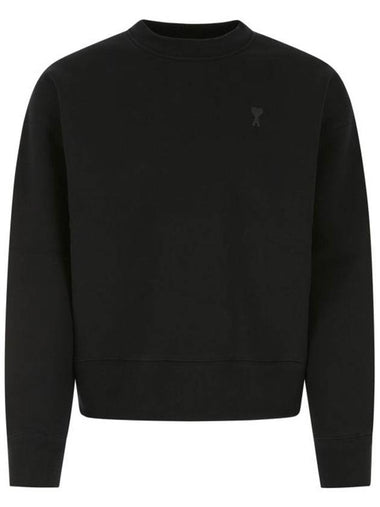 Heart Logo Tone On Tone Sweatshirt Black - AMI - BALAAN 1