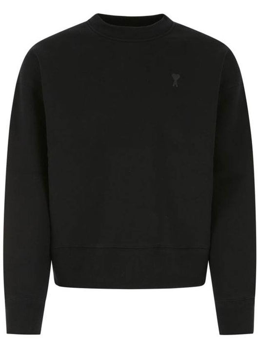 Heart Logo Tone On Tone Sweatshirt Black - AMI - BALAAN 1