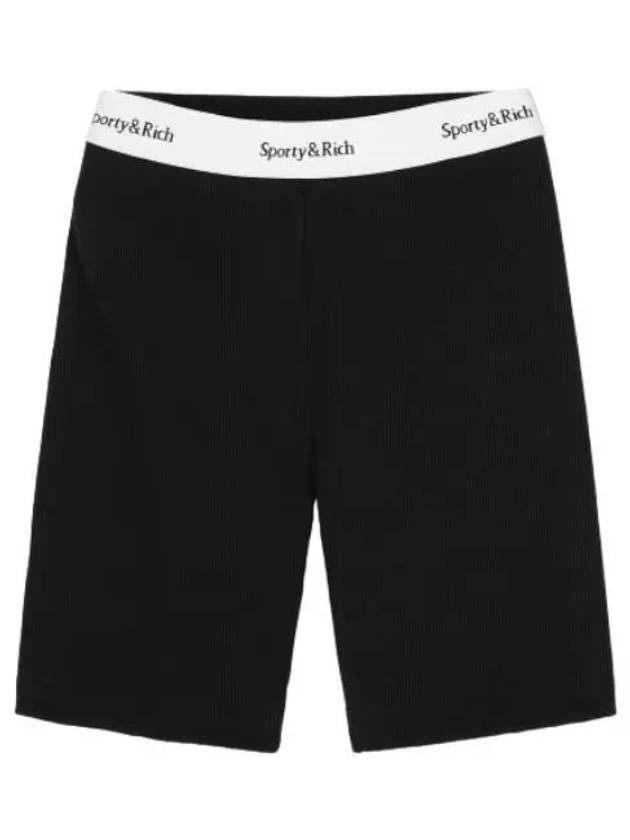 Serif Logo Biker Shorts Pants Black - SPORTY & RICH - BALAAN 1