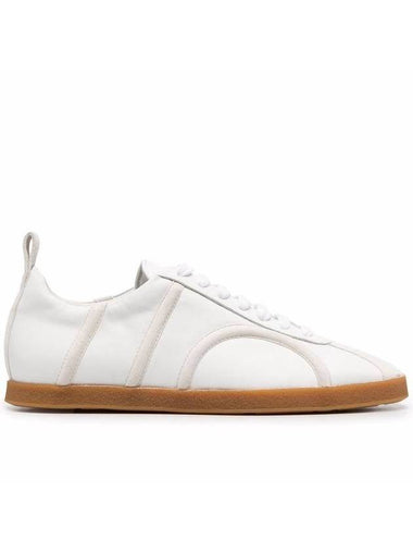 Women's Monogram Embossed Leather Low-Top Sneakers White - TOTEME - BALAAN 1