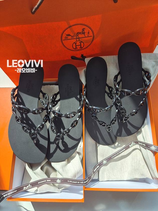 Island Sandals Noir - HERMES - BALAAN 8