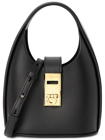 Women's Gancini Buckle Mini Hobo Shoulder Bag Black - SALVATORE FERRAGAMO - BALAAN 2