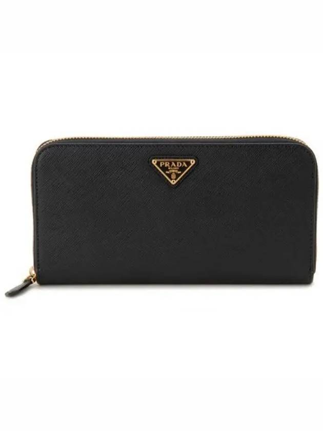 Saffiano Triangle Logo Long Wallet Black - PRADA - BALAAN 2