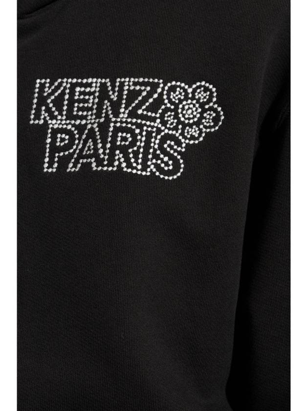 Logo Cotton Zip-Up Jacket Black - KENZO - BALAAN 6