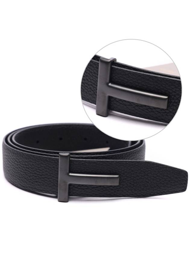 Black Reversible Leather Belt Black - TOM FORD - BALAAN 3