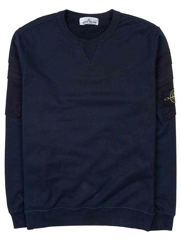 Garment Dyed Double Pocket Brushed Cotton Fleece Sweatshirt Navy - STONE ISLAND - BALAAN 11