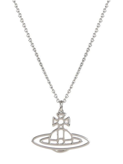 Women's Thin Line Short Flat ORB Pendant Necklace Silver - VIVIENNE WESTWOOD - BALAAN 2