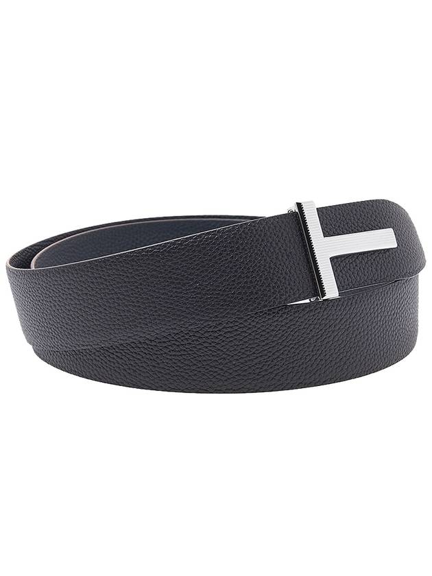 T Buckle Reversible Leather Belt Black Brown - TOM FORD - BALAAN 4