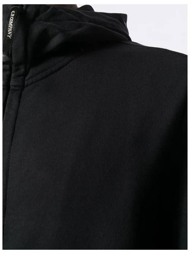 Diagonal Fleece Hooded Zip-Up Black - CP COMPANY - BALAAN.