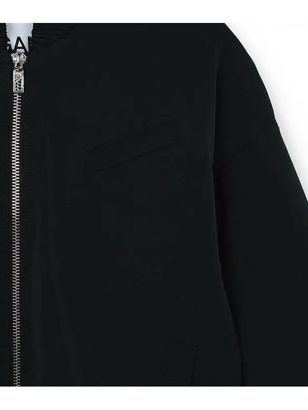 Drop Oversized Zipper Twill Bomber Jacket Black - GANNI - BALAAN 5