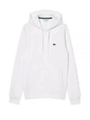 Embroidery Logo Kangaroo Pocket Fleece Zip Up Hoodie White - LACOSTE - BALAAN 2