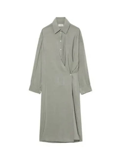 Straight Collar Twisted Dry Silk Midi Dress Light Misty Grey - LEMAIRE - BALAAN 2