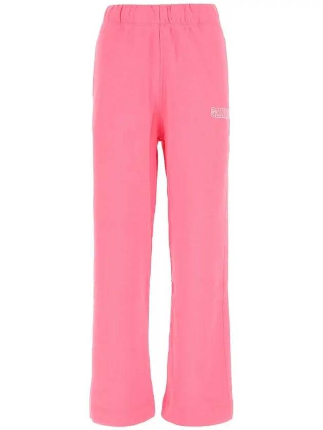 Logo Banding Sweat Straight Pants Pink - GANNI - BALAAN 1