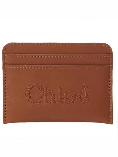 Sense Embroidered Logo Calfskin Card Wallet Brown - CHLOE - BALAAN 2