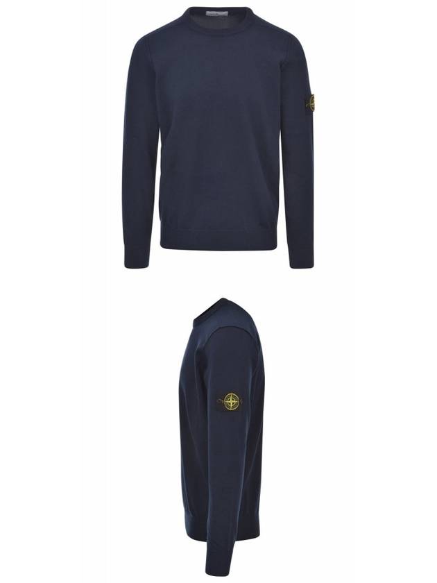 Crewneck Soft Cotton Knit Top Navy - STONE ISLAND - BALAAN 5