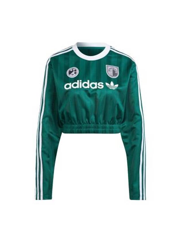 Logo Cropped Long Sleeve T-Shirt Green - ADIDAS - BALAAN 2