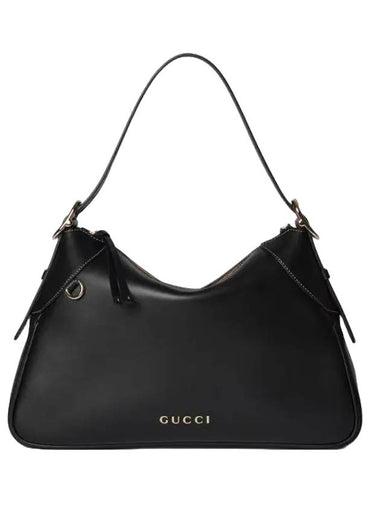 GG Emblem Medium Shoulder Bag Black - GUCCI - BALAAN 1