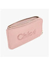 Embroidered Logo Shiny Calf Skin Zipper Card Wallet Pink - CHLOE - BALAAN 6