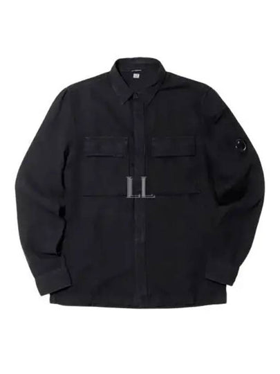 Broken Cotton Linen Lens Button Long-Sleeve Shirt Black - CP COMPANY - BALAAN 2