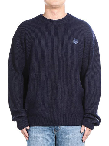 Men s Long Sleeve Knit LM00818KT1093 INK BLUE - MAISON KITSUNE - BALAAN 1