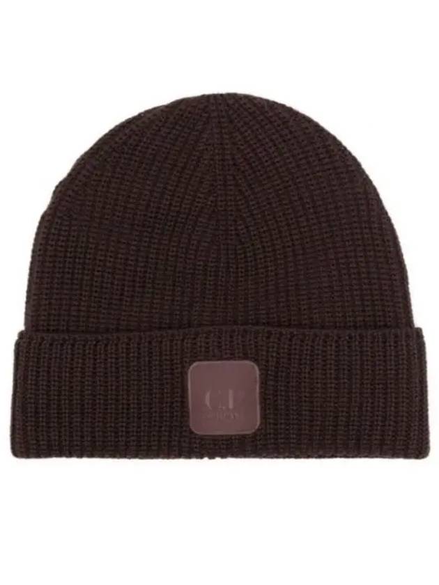 Extra Fine Merino Wool Logo Beanie Brown - CP COMPANY - BALAAN 2