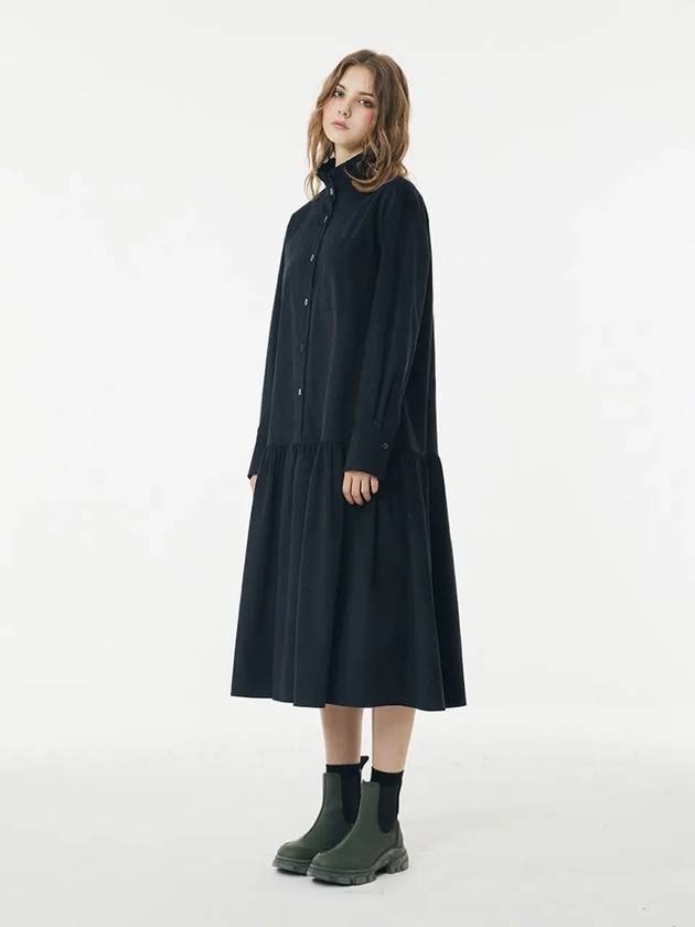 corduroy belted long dress navy - VOYONN - BALAAN 8