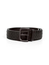 Men's Intrecciato Weaving Leather Belt Brown - BOTTEGA VENETA - BALAAN 3