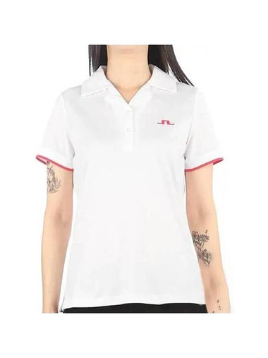 Women's Solange Short Sleeve Polo Shirt White - J.LINDEBERG - BALAAN 1