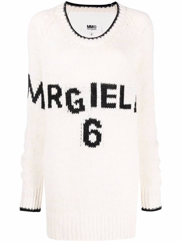 MM6 Logo Knit Top White - MAISON MARGIELA - BALAAN.