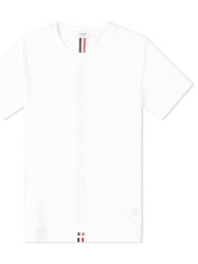 Men's Center Back Striped Short Sleeve T-Shirt White - THOM BROWNE - BALAAN 2