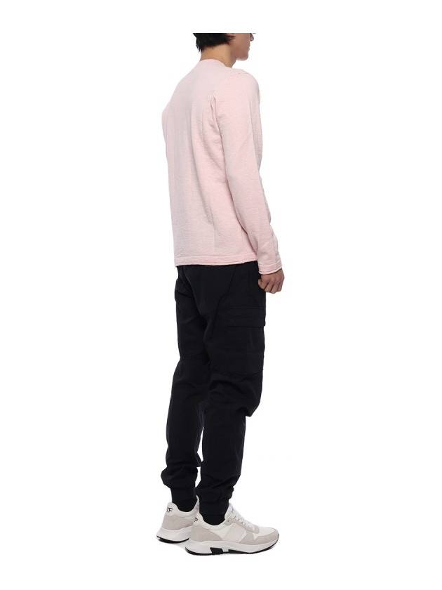 Compass Badge Ribbed Cotton Knit Top Pink - STONE ISLAND - BALAAN 7