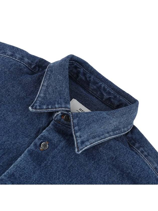 Washed Button-Up Denim Jacket Blue - AMI - BALAAN 4