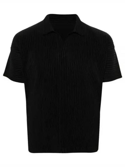 Pleated Polo Shirt Black - ISSEY MIYAKE - BALAAN 2