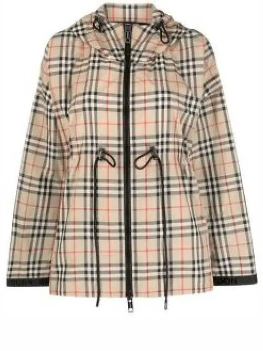 Women's Back-tone Check Zip-up Hooded Jacket Beige - BURBERRY - BALAAN 2