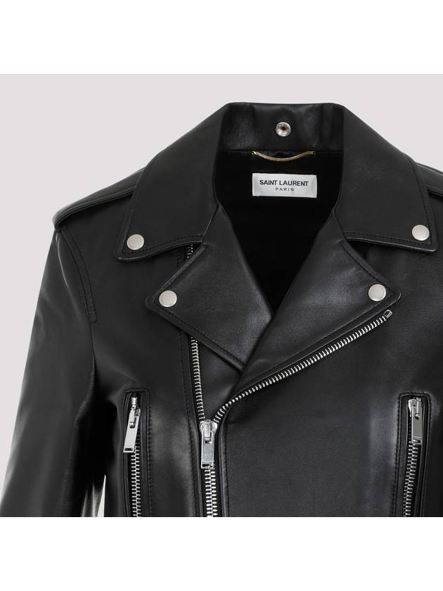 Classic Lambskin Biker Jacket Black - SAINT LAURENT - BALAAN 5