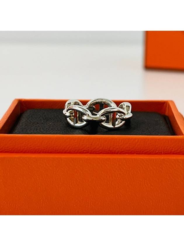 Small Chaine D'Ancre Enchainee Ring Silver - HERMES - BALAAN 3