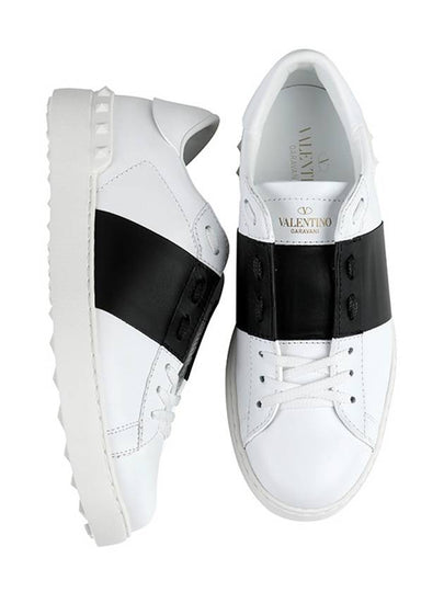 Men's Hidden Open Band Low Top Sneakers White Black - VALENTINO - BALAAN 2