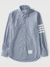 4 Bar Stripe Pocket Flannel Straight Shirt Blue - THOM BROWNE - BALAAN 1