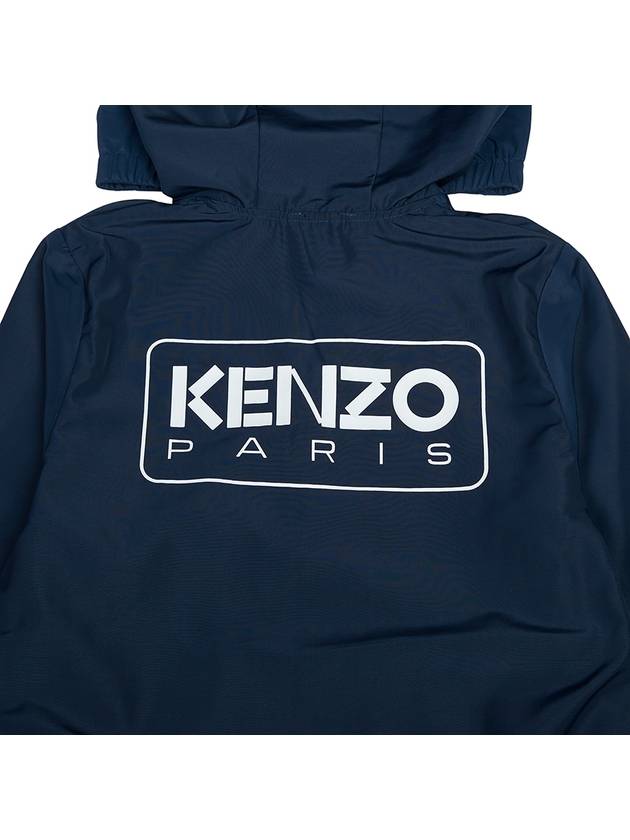 Kids Logo Print Hooded Jacket Navy - KENZO - BALAAN 6