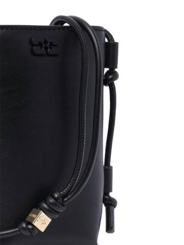 Bou Logo Leather Cross Bag Black - GANNI - BALAAN 5