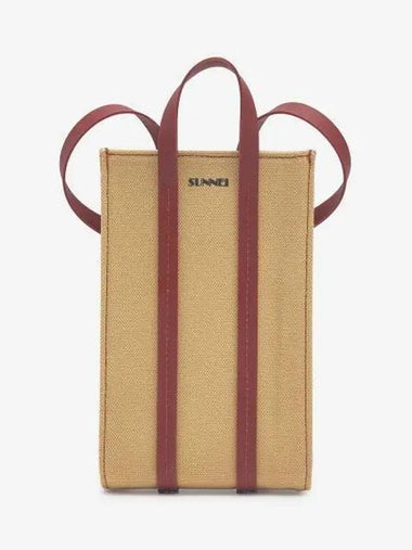 Micro Parallepipedo Tote Bag Beige Red CACCXSLG008CAN001ZBN - SUNNEI - BALAAN 1