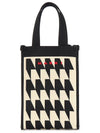 houndstooth pattern small tote bag black cream - MARNI - BALAAN 5