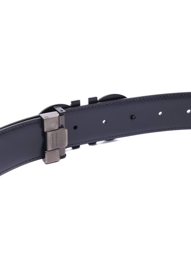 Reversible Gancini Leather Belt Black Navy - SALVATORE FERRAGAMO - BALAAN 7