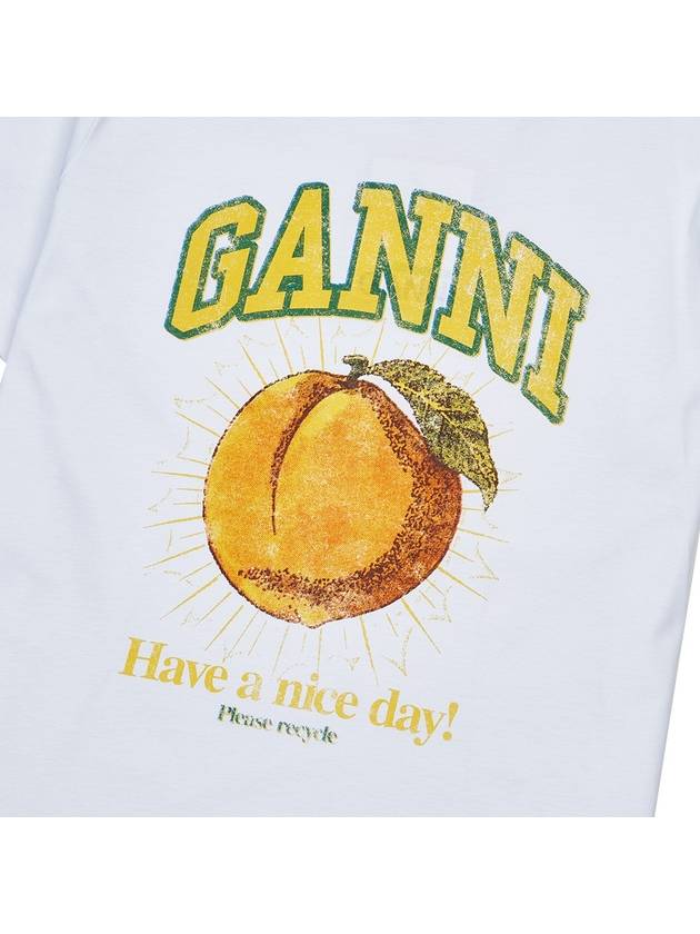 Women's Relaxed Peach Print Short Sleeve T-Shirt White - GANNI - BALAAN 6