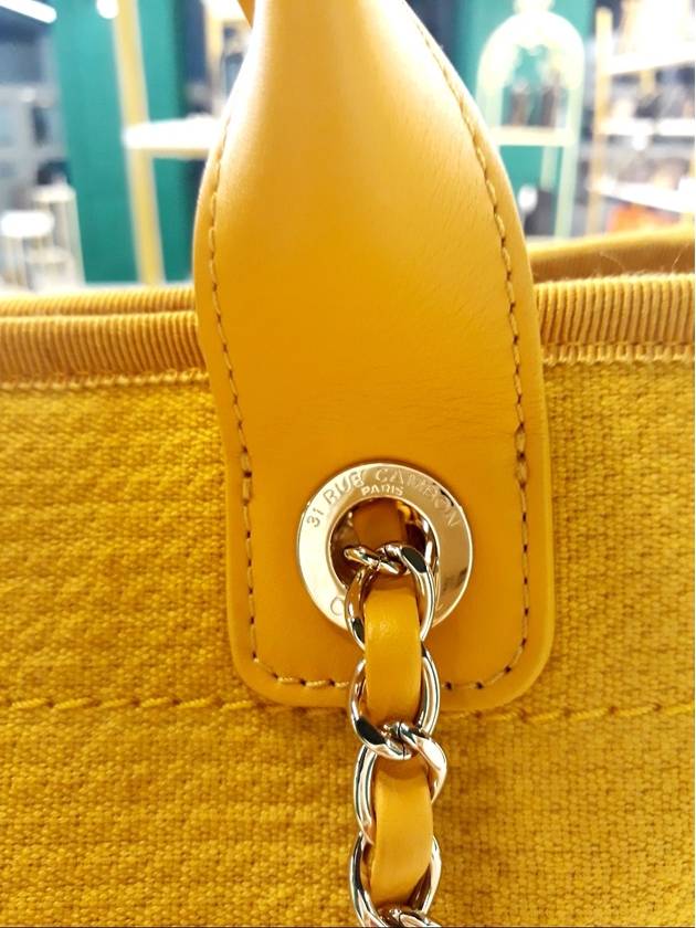 Women s Deauville Tote and Chain Shoulder Bag Mustard Color Condition A - CHANEL - BALAAN 13