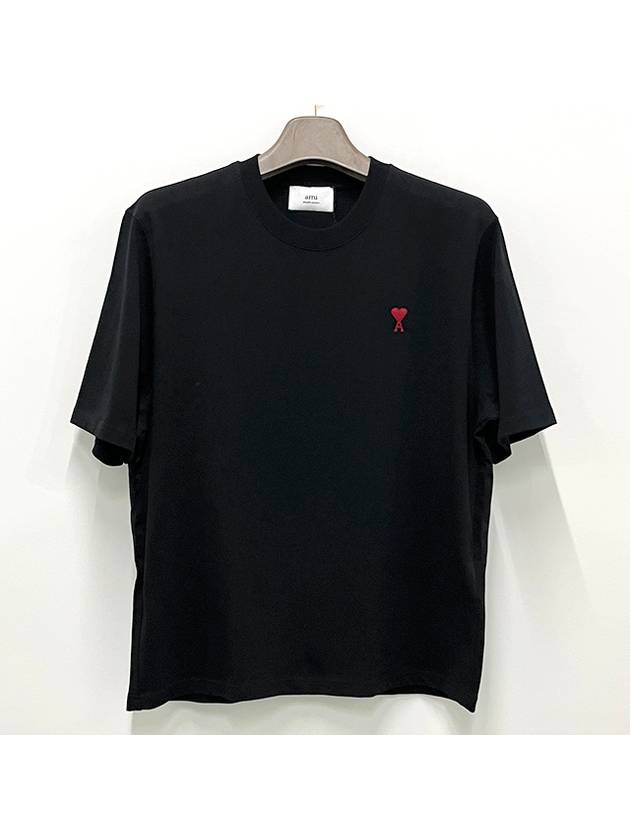 Small Heart Logo Boxy Fit Short Sleeve T-Shirt Black - AMI - BALAAN 3