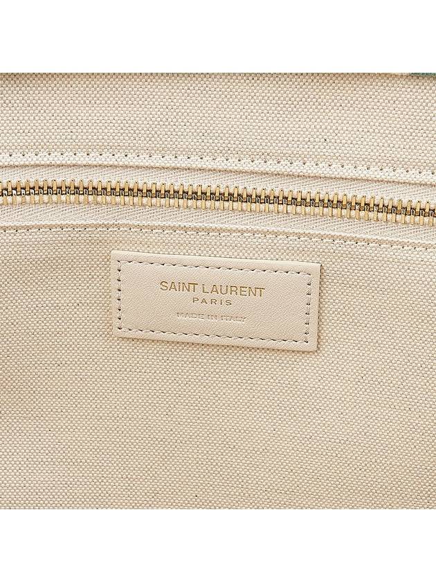 Rive Gauche Striped Logo Canvas Tote Bag Water Green - SAINT LAURENT - BALAAN 10