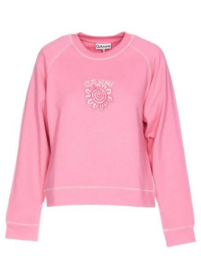 Isoli Cotton Sweatshirt Pink - GANNI - BALAAN 2