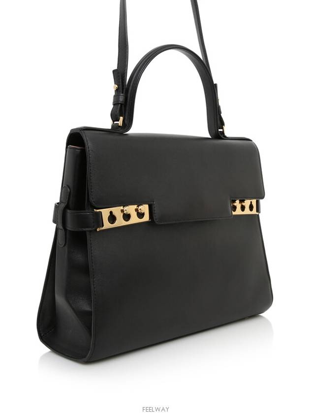 Classic TEMPETE Tompete Black Gold Shoulder Flap Bag - DELVAUX - BALAAN 3