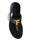 Men's Brighton Gold Logo Flip Flops Black - TOM FORD - BALAAN.